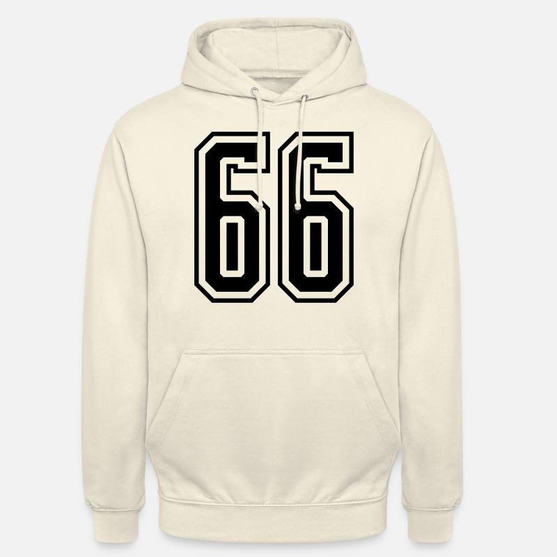 66 Numéro de numéro - Sweat-shirt à capuche unisexe - vanille