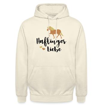 Haflingerliebe Haflinger - Unisex Hoodie - Vanille-Milchshake - Vorne - Alina (178cm) & Michal (187cm)