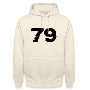 79 Zahl - Unisex Hoodie - Vanille-Milchshake - Vorne - Alina (178cm) & Michal (187cm)