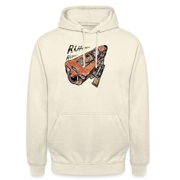 La coureuse sur son planeur à turbine - Sweat-shirt à capuche unisexe - vanille - Devant - Alina (178cm) & Michal (187cm)