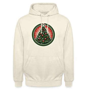 Weihnachtsbaum-Abzeichen - Unisex Hoodie - Vanille-Milchshake - Vorne - Alina (178cm) & Michal (187cm)
