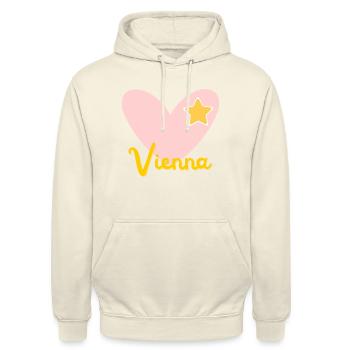 Wien - Österreich - Alpen - Praterstern - Reise - Unisex Hoodie - Vanille-Milchshake - Vorne - Alina (178cm) & Michal (187cm)