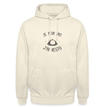 Je peux pas j'ai resto - Sweat-shirt à capuche unisexe - vanille - Devant - Alina (178cm) & Michal (187cm)
