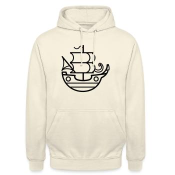 Piratenschiff - Unisex Hoodie - Vanille-Milchshake - Vorne - Alina (178cm) & Michal (187cm)