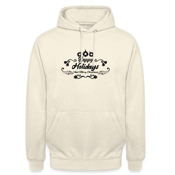 Joyeux Noel, bonne vacances 2023.Cadeau Noël. - Sweat-shirt à capuche unisexe - vanille - Devant - Alina (178cm) & Michal (187cm)