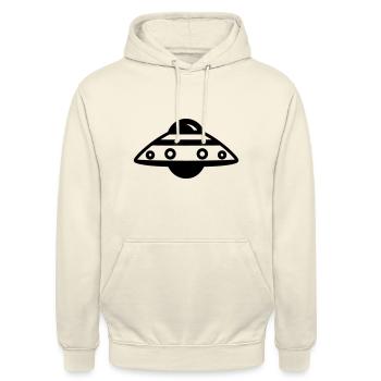 fliegende Untertasse - Unisex Hoodie - Vanille-Milchshake - Vorne - Alina (178cm) & Michal (187cm)