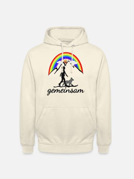 Hund und Frau gemeinsam - Unisex Hoodie - Vanille-Milchshake