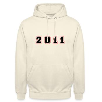2011 Jahr Zahl - Unisex Hoodie - Vanille-Milchshake - Vorne - Alina (178cm) & Michal (187cm)