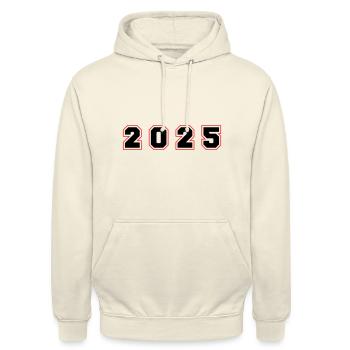 2025 Jahr Zahl - Unisex Hoodie - Vanille-Milchshake - Vorne - Alina (178cm) & Michal (187cm)