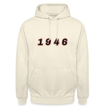 1946 Jahr Zahl - Unisex Hoodie - Vanille-Milchshake - Vorne - Alina (178cm) & Michal (187cm)