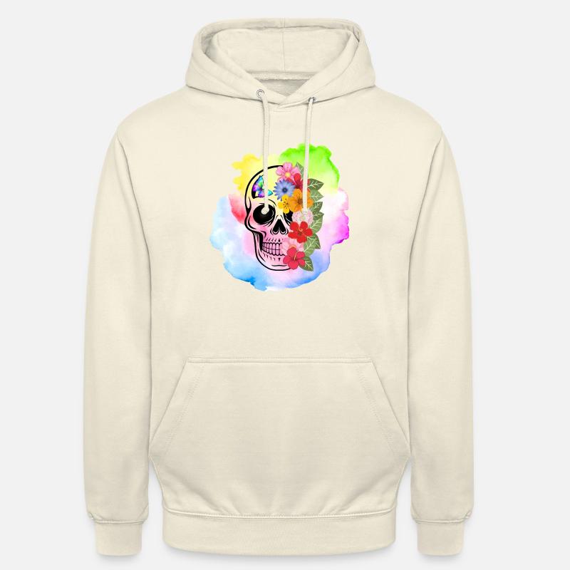 Fleurs Crâne - Sweat-shirt à capuche unisexe - vanille