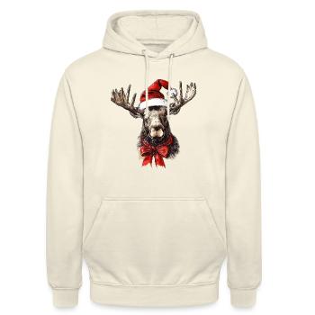 Santas Elch Frohe Weihnachten Cottagecore Sweater - Unisex Hoodie - Vanille-Milchshake - Vorne - Alina (178cm) & Michal (187cm)