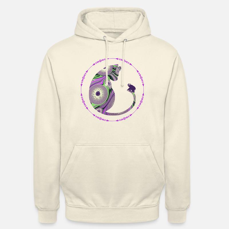Chat avec éléphant E 239 - Sweat-shirt à capuche unisexe - vanille