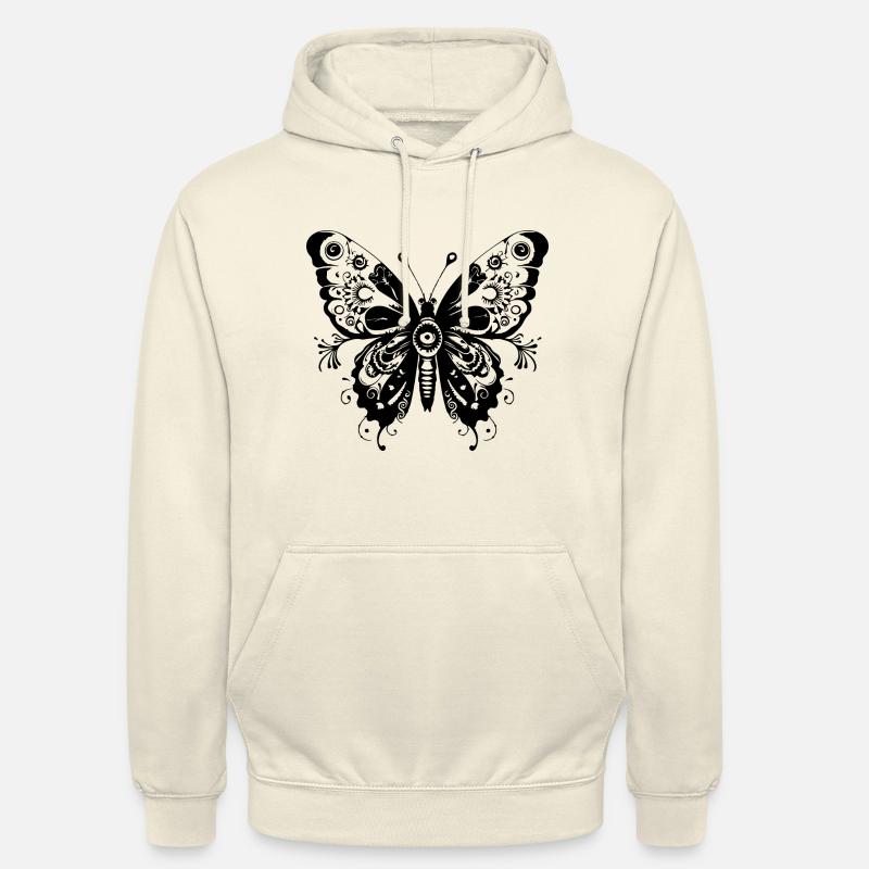 Papillon Mandala Boho - Sweat-shirt à capuche unisexe - vanille