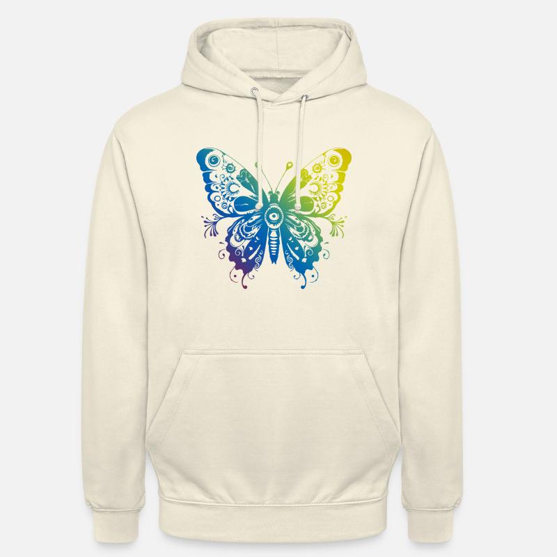 Papillon Mandala Boho - Sweat-shirt à capuche unisexe - vanille