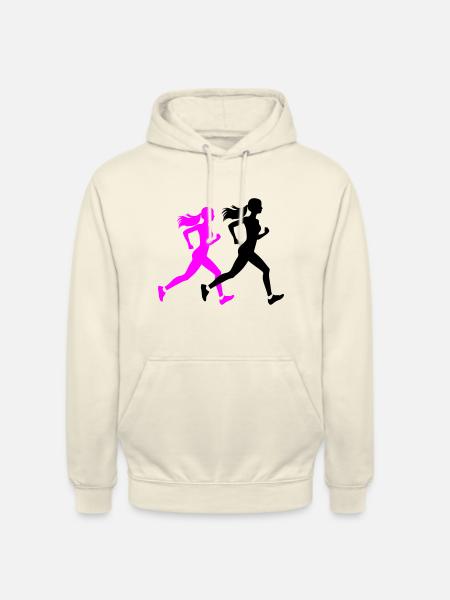 Running Marathon Woman Silhouette - Unisex Hoodie - vanilla