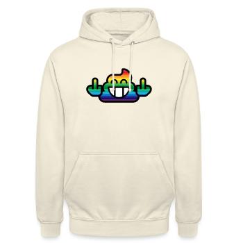 Smile Rainbow Poop with Stinkfingers - Unisex Hoodie - Vanille-Milchshake - Vorne - Alina (178cm) & Michal (187cm)