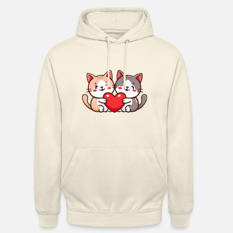 Gato Pareja Enamorada Animal Día de San Valentín - Sudadera con capucha unisex - batido de vainilla