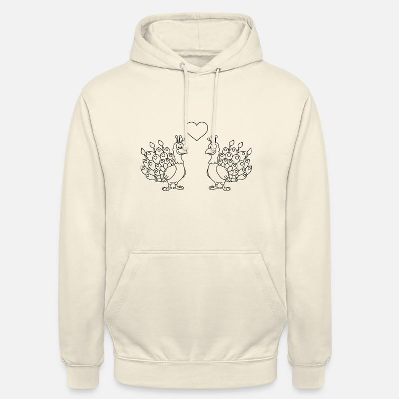 Peacock Comic Couple Amour - Sweat-shirt à capuche unisexe - vanille