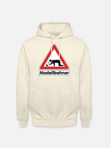 Warnschild "Modellbahner E Lok" - Unisex Hoodie - Vanille-Milchshake