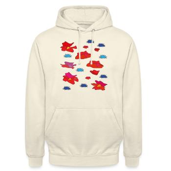 Kornblumen und Mohn - Unisex Hoodie - Vanille-Milchshake - Vorne - Alina (178cm) & Michal (187cm)