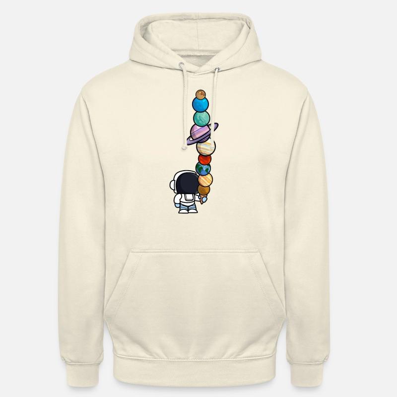 Astronaut Ice Cream Eating Planets Funny - Unisex Hoodie - vanilla