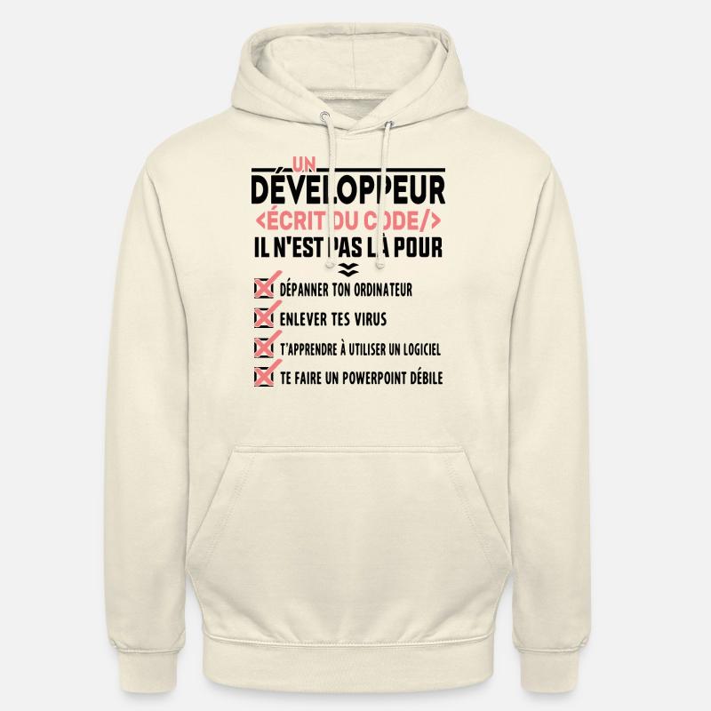 Un Développeur Écrit du Code Cadeau - Sweat-shirt à capuche unisexe - vanille