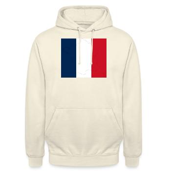 Frankreich Paris Eiffelturm Französische Fahne Fun - Unisex Hoodie - Vanille-Milchshake - Vorne - Alina (178cm) & Michal (187cm)