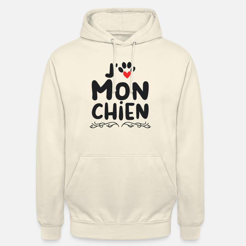 J aime mon chien - Sweat-shirt à capuche unisexe - vanille