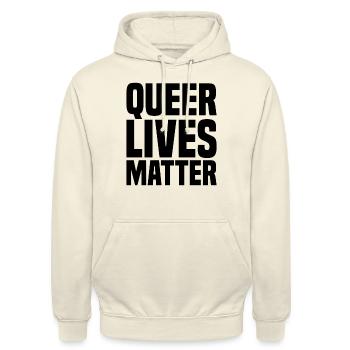 Queer Lives Matter - Sweat-shirt à capuche unisexe - vanille - Devant - Alina (178cm) & Michal (187cm)
