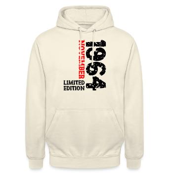 1964 November Limited Edition 59th Birthday Decoration - Unisex Hoodie - vanilla - Front - Alina (178cm) & Michal (187cm)