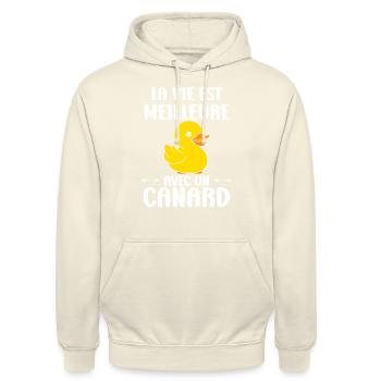 humour canard - Sweat-shirt à capuche unisexe - vanille - Devant - Alina (178cm) & Michal (187cm)