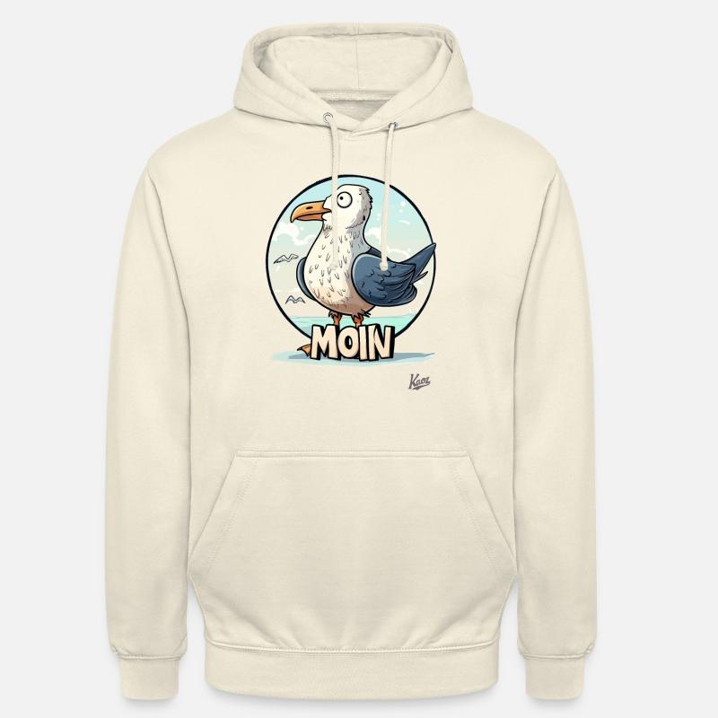 Drôle de mouette dit « Moin » - Sweat-shirt à capuche unisexe - vanille