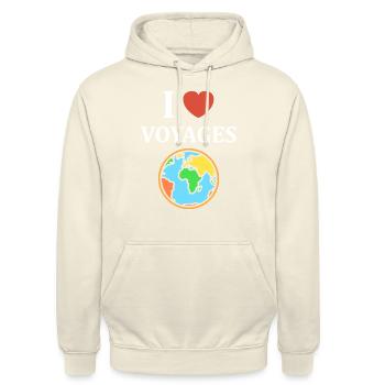 Voyage Humour vacances - Sweat-shirt à capuche unisexe - vanille - Devant - Alina (178cm) & Michal (187cm)