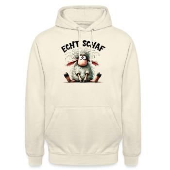 Echt Schaf mähhh.. frech lustig Geek Lamm Sprüche - Unisex Hoodie - Vanille-Milchshake - Vorne - Alina (178cm) & Michal (187cm)
