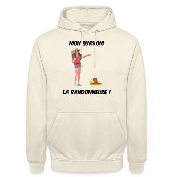 Mon surnom la randonneuse - Sweat-shirt à capuche unisexe - vanille - Devant - Alina (178cm) & Michal (187cm)