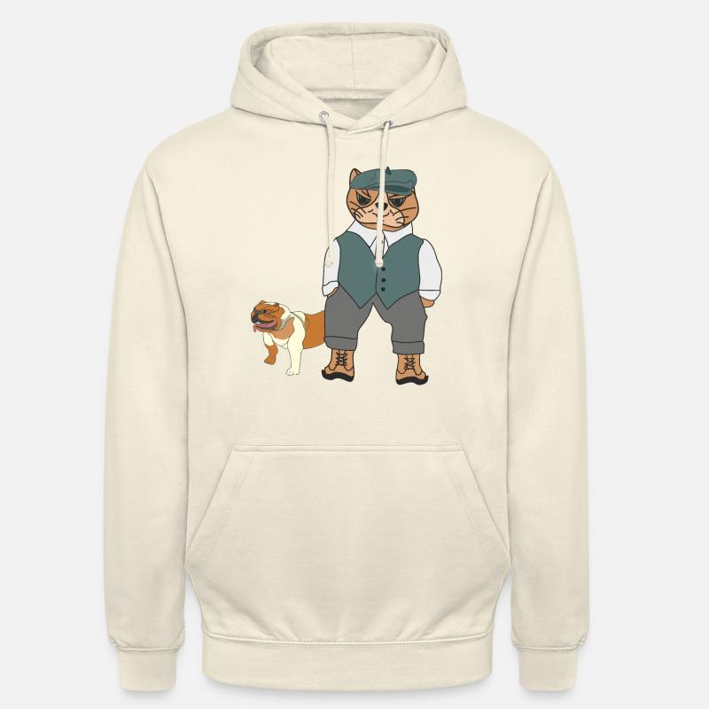 Chat élégant avec bouledogue anglais - Sweat-shirt à capuche unisexe - vanille