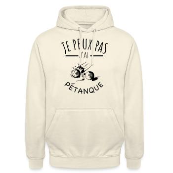 phrase culte pétanque citation apéro humour boules - Sweat-shirt à capuche unisexe - vanille - Devant - Alina (178cm) & Michal (187cm)