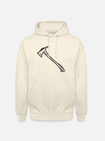 Axe Drawing / Fireman's Axe. Fireman. - Unisex Hoodie - vanilla