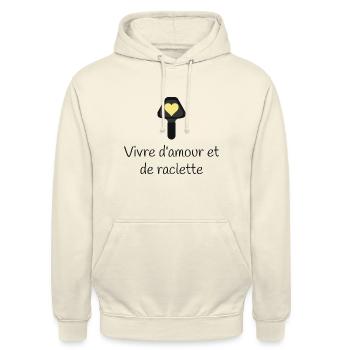 Vivre d'amour et de raclette - Sweat-shirt à capuche unisexe - vanille - Devant - Alina (178cm) & Michal (187cm)