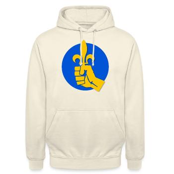 Poing Lys - Sweat-shirt à capuche unisexe - vanille - Devant - Alina (178cm) & Michal (187cm)