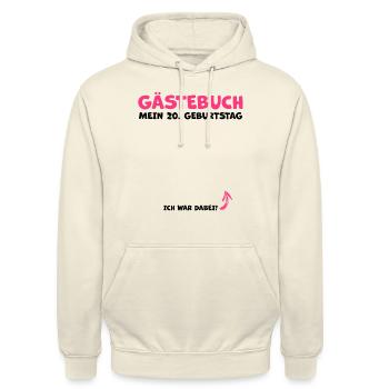 20 Jahre Gästebuch Glückwunsch Geburtstagsgruß - Unisex Hoodie - Vanille-Milchshake - Vorne - Alina (178cm) & Michal (187cm)