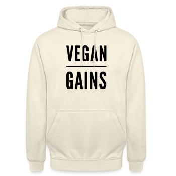 Vegan Gains - Unisex Hoodie - vanilla - Front - Alina (178cm) & Michal (187cm)