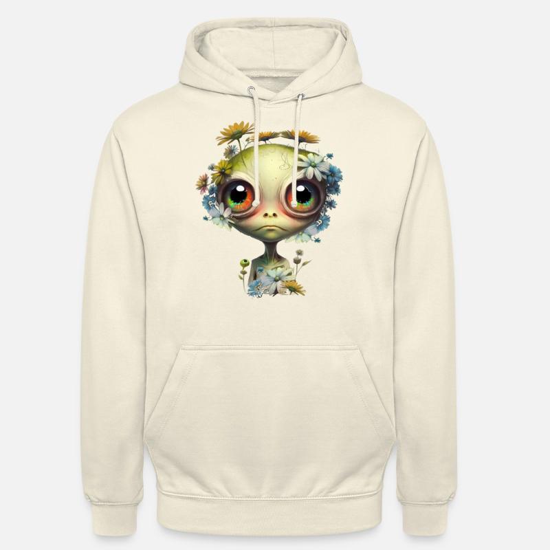 Mignon extraterrestre avec des fleurs - Sweat-shirt à capuche unisexe - vanille