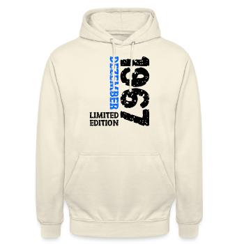 1967 December Limited Edition 56th Birthday Decoration - Unisex Hoodie - vanilla - Front - Alina (178cm) & Michal (187cm)