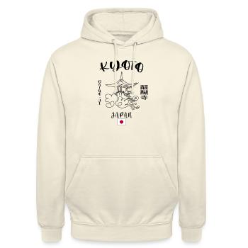 Kyoto Japan Tempel Skizze | Japanische Kultur - Unisex Hoodie - Vanille-Milchshake - Vorne - Alina (178cm) & Michal (187cm)