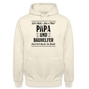 Bauhelfer Lustiger Spruch Hausbau Bauherr Geschenk - Unisex Hoodie - Vanille-Milchshake - Vorne - Alina (178cm) & Michal (187cm)