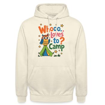 Niedliche Eule Whooo liebt Camping Wald Natur - Unisex Hoodie - Vanille-Milchshake - Vorne - Alina (178cm) & Michal (187cm)