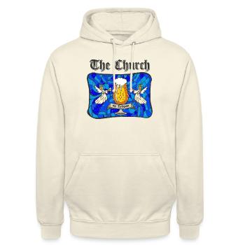 The Church is my religion - international Pub - Unisex Hoodie - Vanille-Milchshake - Vorne - Alina (178cm) & Michal (187cm)