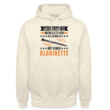 Klarinette Alter Mann Musiker Alter Klarinettist - Unisex Hoodie - Vanille-Milchshake - Vorne - Alina (178cm) & Michal (187cm)